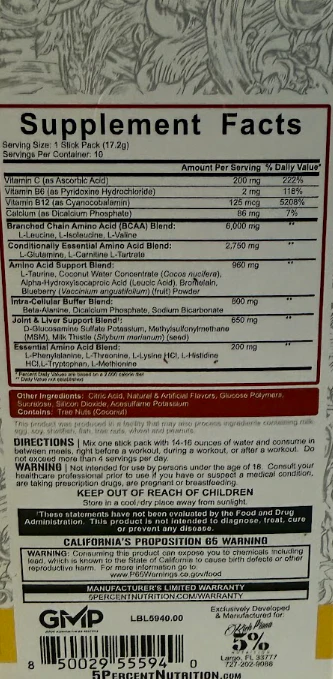 5% Nutrition: All Day You May Stick Packs, Italian Lemon Ice - Image 2