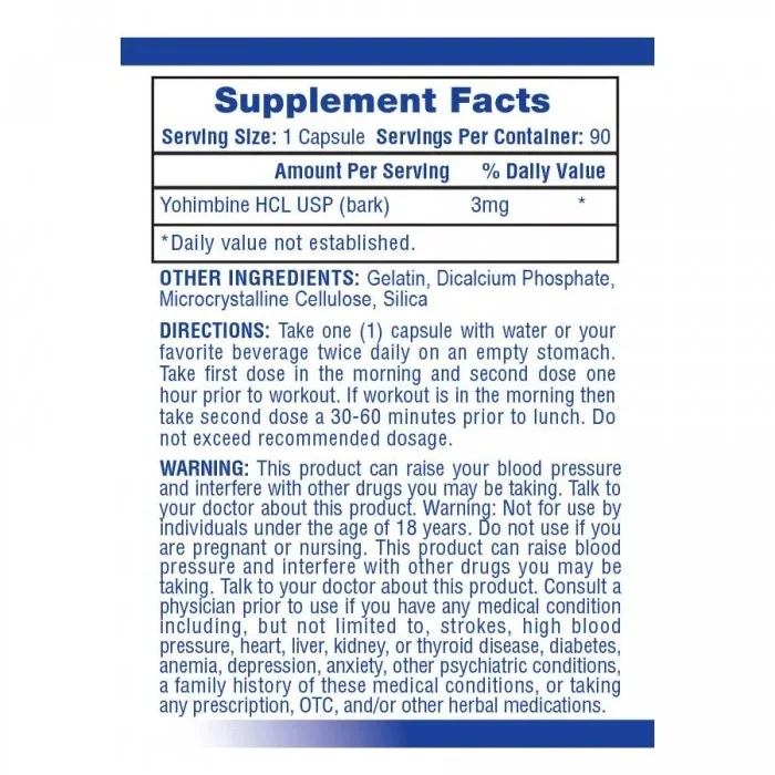 Hi-Tech: Yohimbine HCL, 90 Capsules - Image 2