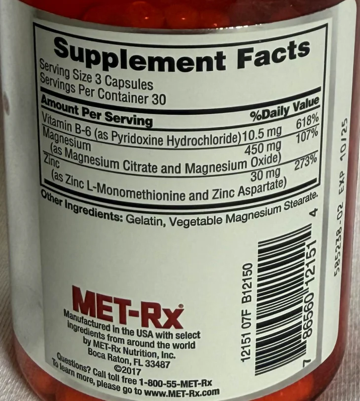 Met-Rx: ZMA 90 Capsules - Image 2