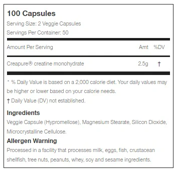MuscleTech: 100% Creatine, 100 Capsules - Image 2