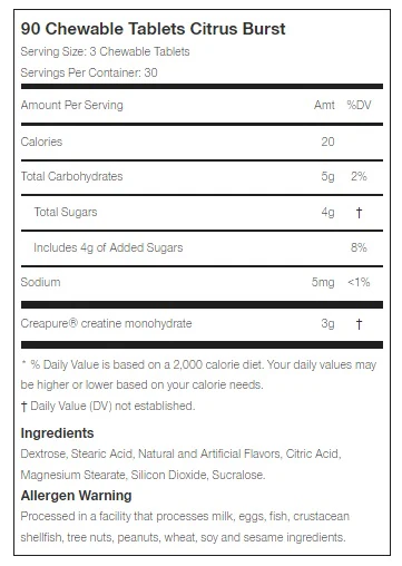 MuscleTech: Creatine Chews, Citrus Burst, 90 Chews - Image 2
