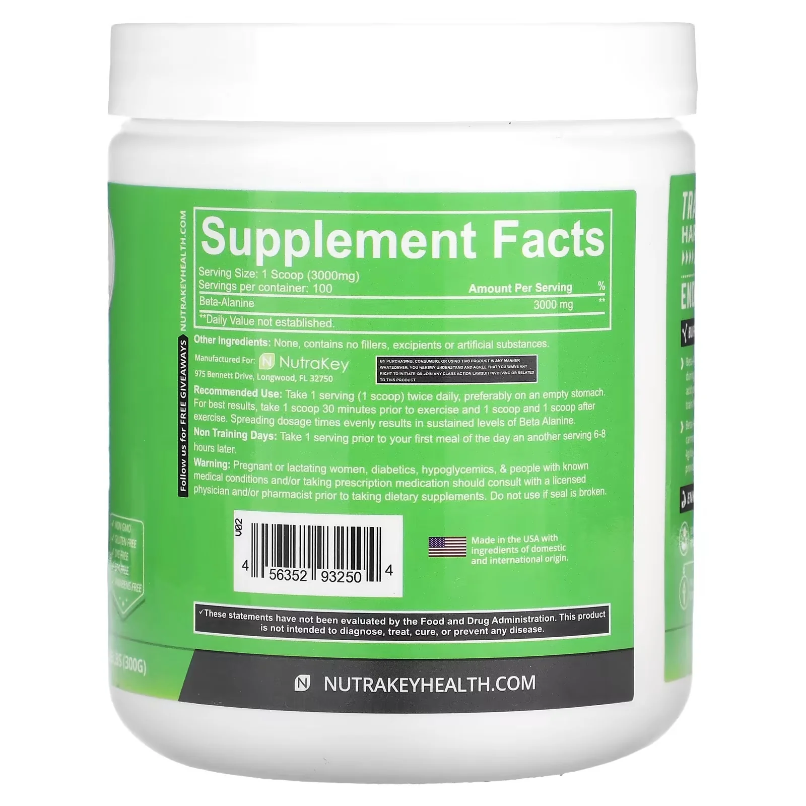Nutrakey: Beta Alanine 300g - Image 2