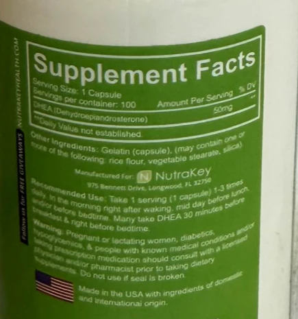 NutraKey: DHEA, 100 Capsules - Image 2
