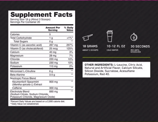 Optimum Nutrition: Amped Pre-Workout 20 Servings - Image 4