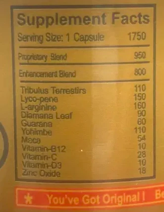 Platinum Wild Gold 1750 Male - 6 Capsule Bottle - Image 2