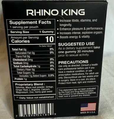 Rh1n0 King Black Male  Gummy - Image 2