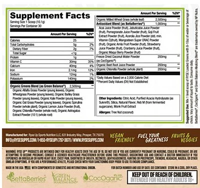 Ryse Loaded Greens, Orange Burst, 30 Servings - Image 2