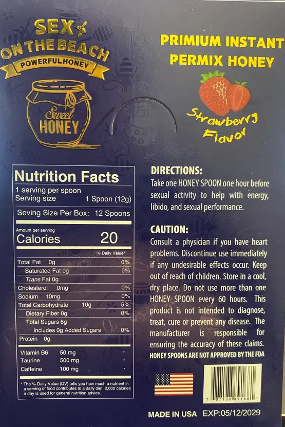 Sex on the Beach Powerful Honey Spoon, Strawberry Flavor - Image 2
