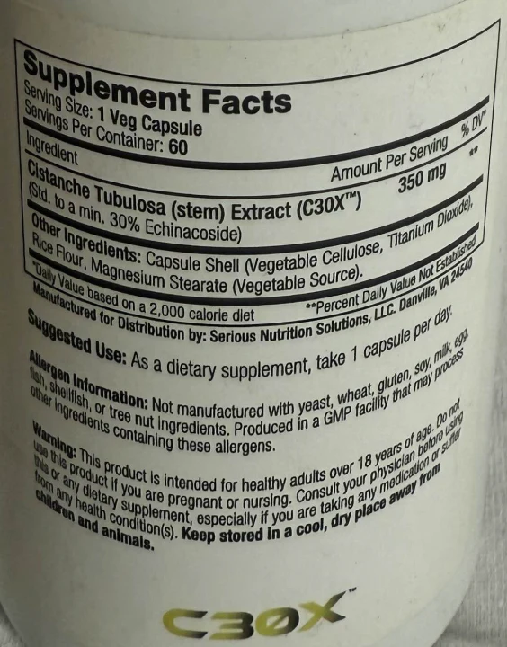SNS: Cistanche XT, 60 Capsules - Image 2
