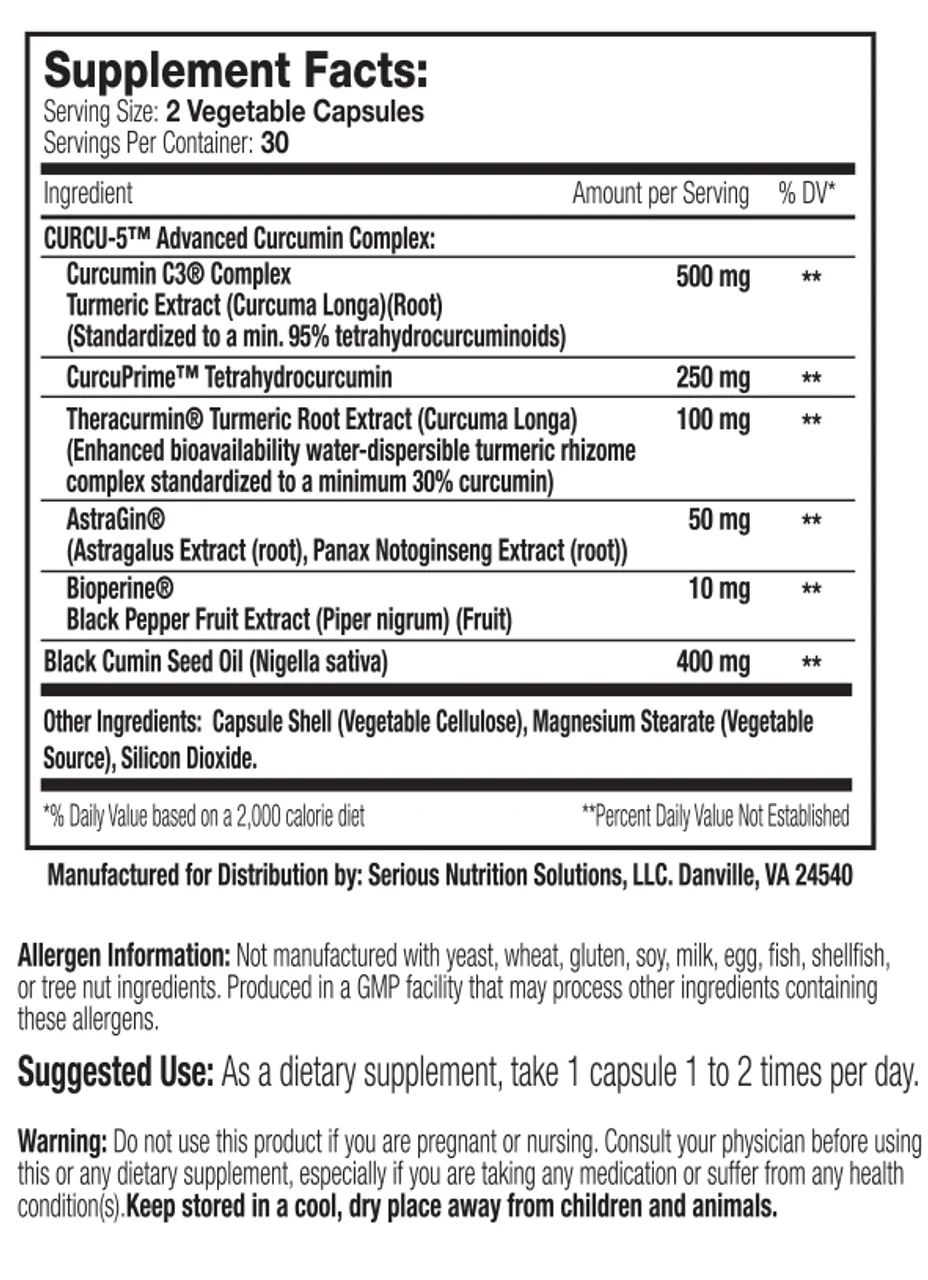 SNS: Elite Curcumin, 60 Capsules - Image 2