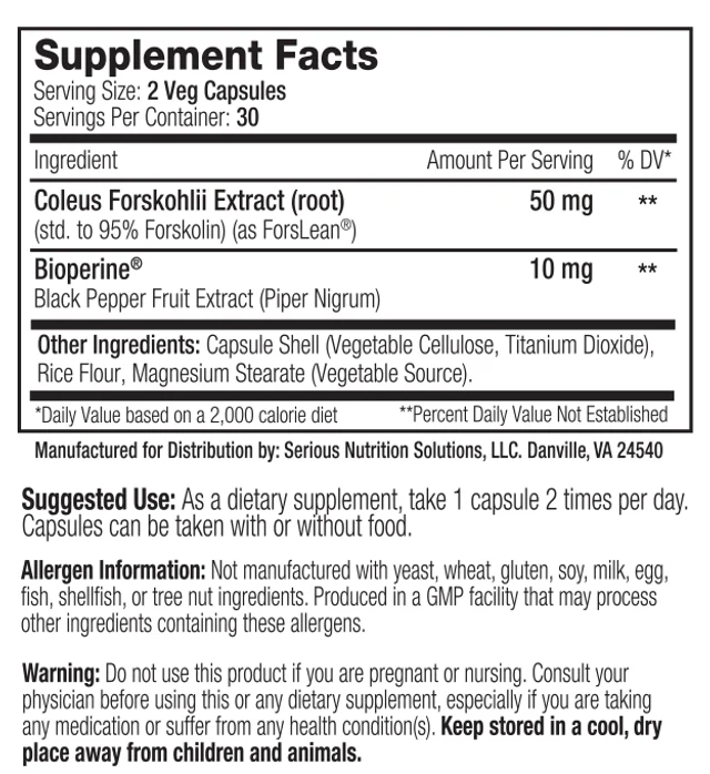 SNS: Forskolin XT, 60 Capsules - Image 2