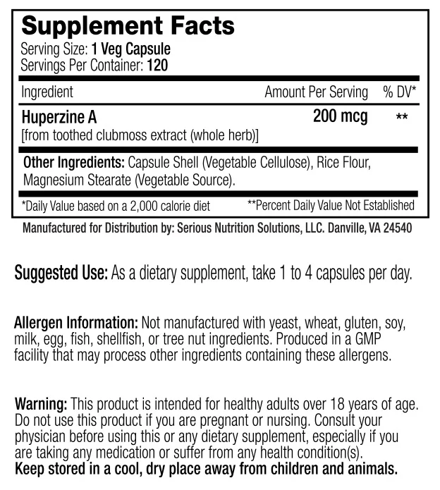 SNS: Huperzine XT, 120 Capsules - Image 2