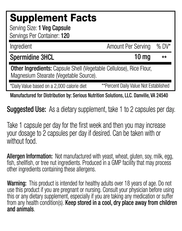 SNS: Spermidine XT - 120 Capsules - Image 2