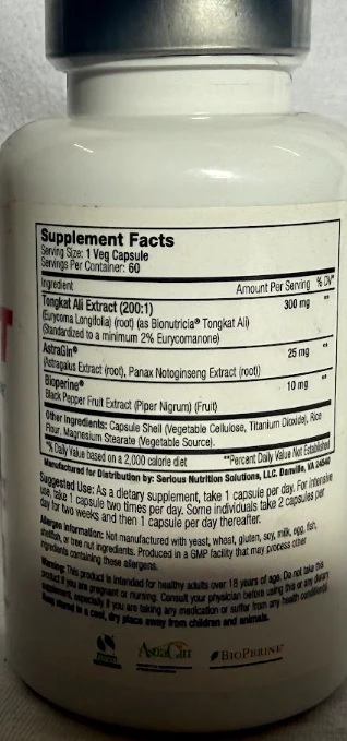SNS: Tongkat Ali XT, 60 Capsules - Image 2