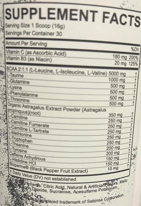 Tier1 Nutirition: BCAA+ Fruit Punch - Image 2